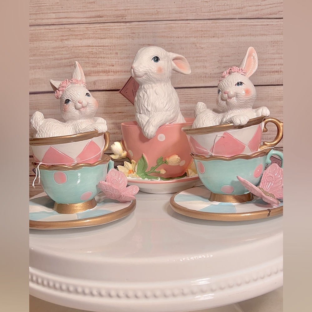 Bunny in tea cups set